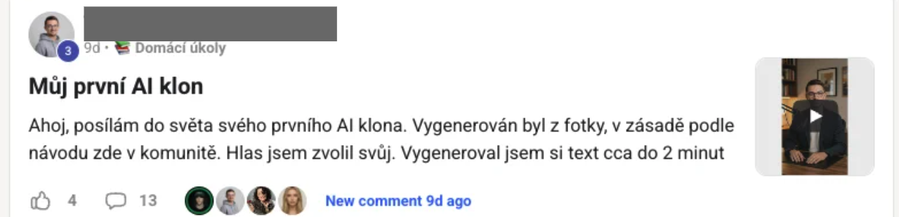 Příspěvek člena komunity
