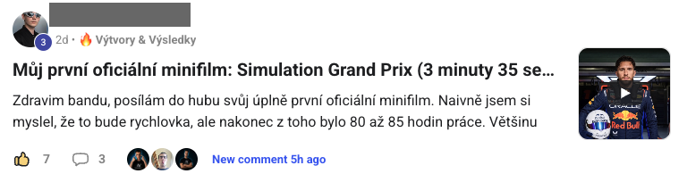 Příspěvek člena komunity